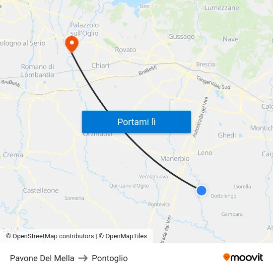 Pavone Del Mella to Pontoglio map