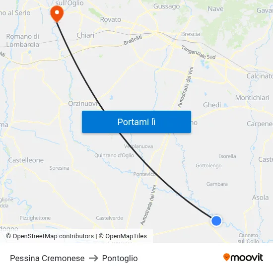 Pessina Cremonese to Pontoglio map