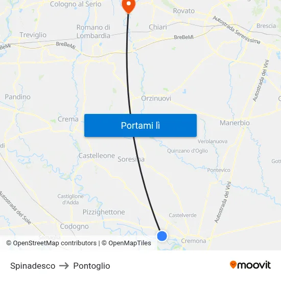 Spinadesco to Pontoglio map
