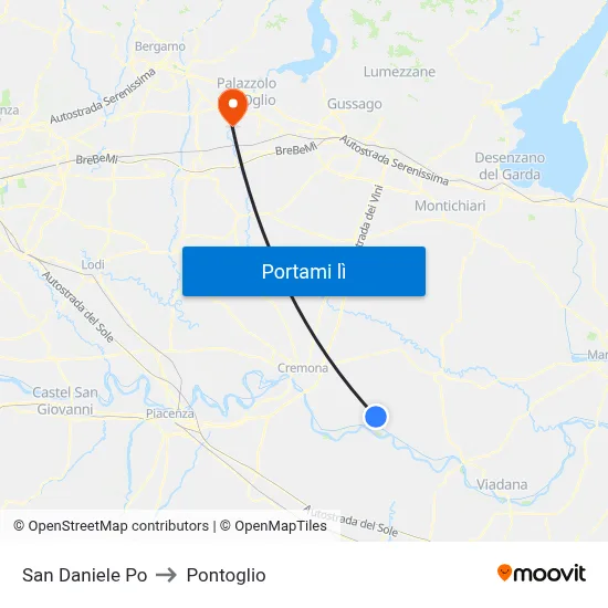San Daniele Po to Pontoglio map