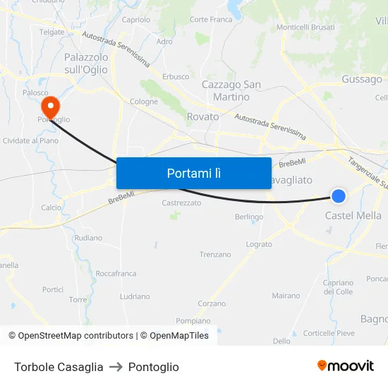 Torbole Casaglia to Pontoglio map