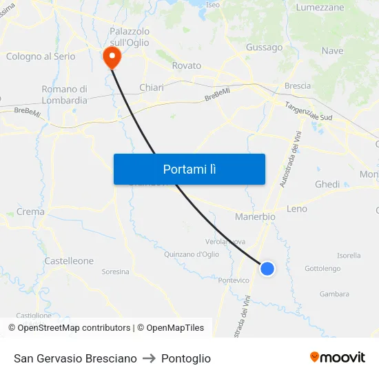 San Gervasio Bresciano to Pontoglio map