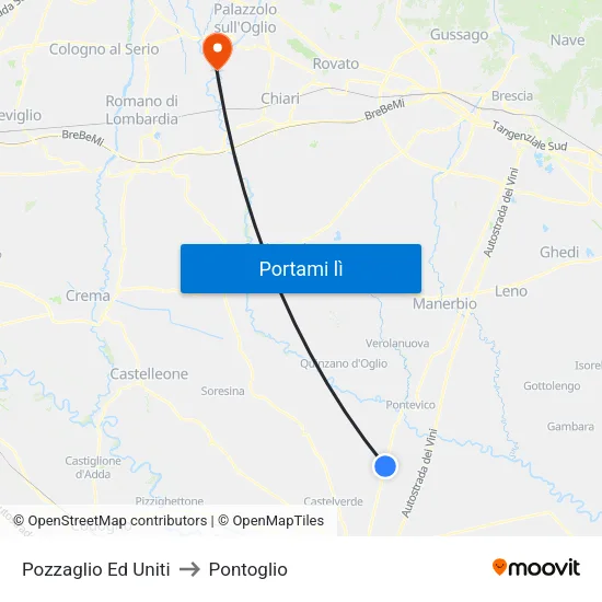 Pozzaglio Ed Uniti to Pontoglio map