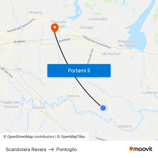 Scandolara Ravara to Pontoglio map