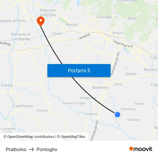 Pralboino to Pontoglio map
