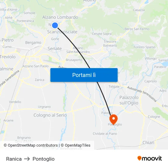 Ranica to Pontoglio map