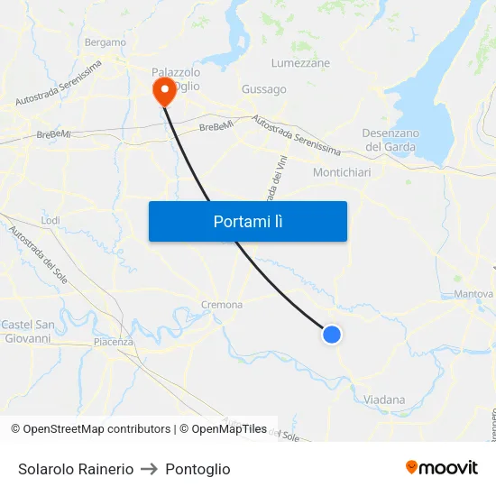 Solarolo Rainerio to Pontoglio map