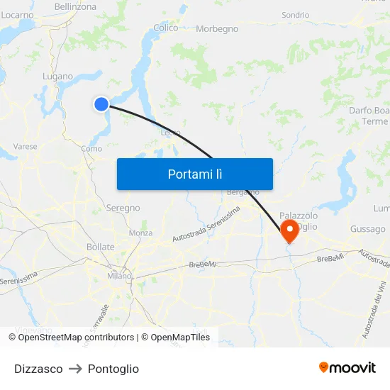 Dizzasco to Pontoglio map
