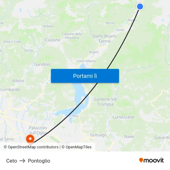 Ceto to Pontoglio map