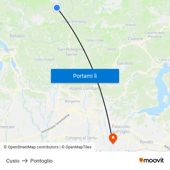 Cusio to Pontoglio map