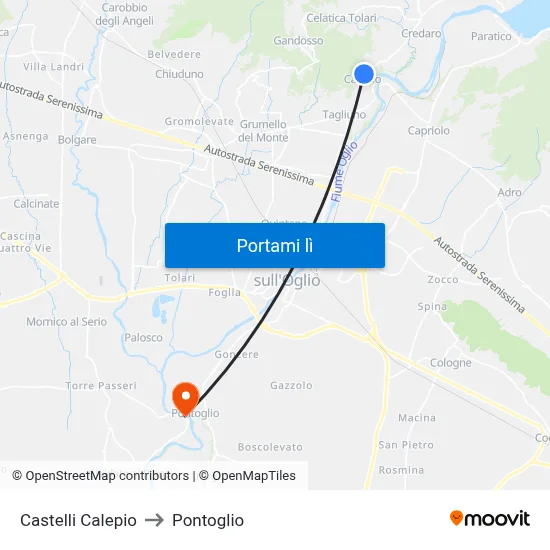Castelli Calepio to Pontoglio map