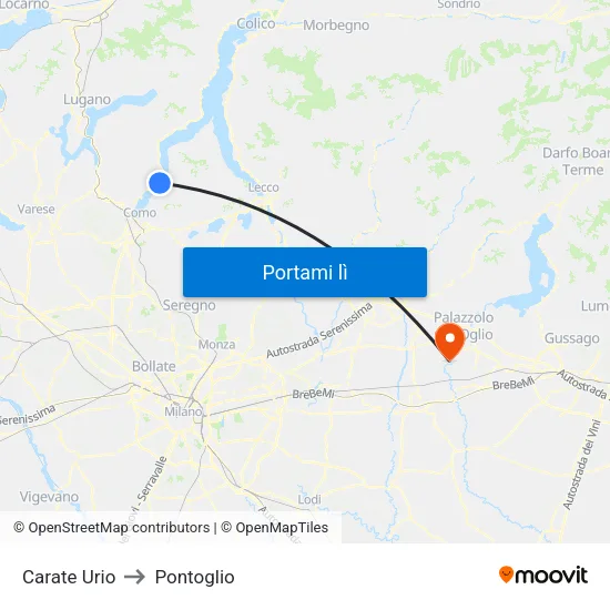 Carate Urio to Pontoglio map