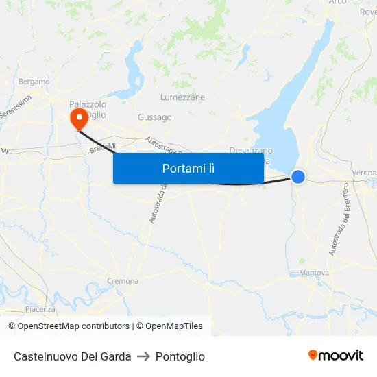 Castelnuovo Del Garda to Pontoglio map
