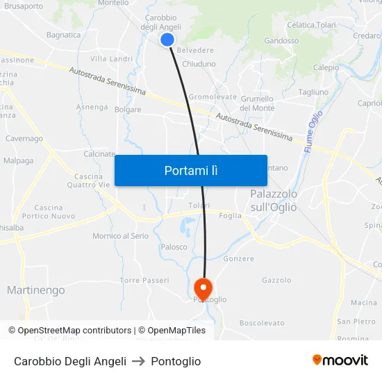 Carobbio Degli Angeli to Pontoglio map