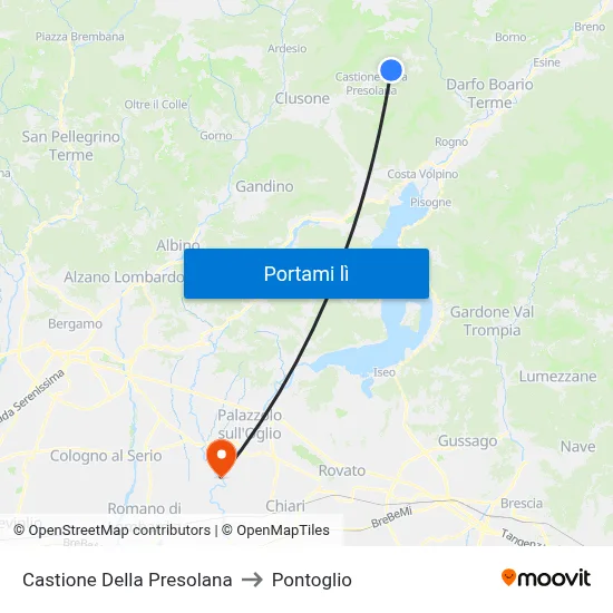 Castione Della Presolana to Pontoglio map