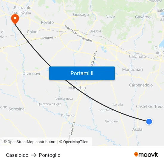 Casaloldo to Pontoglio map