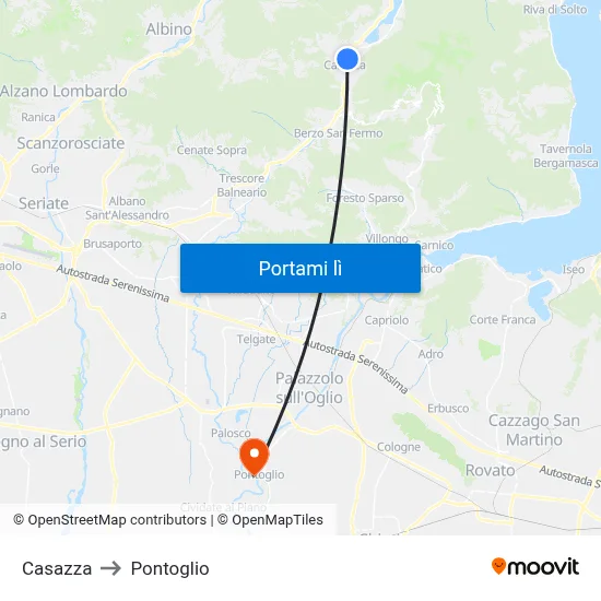 Casazza to Pontoglio map
