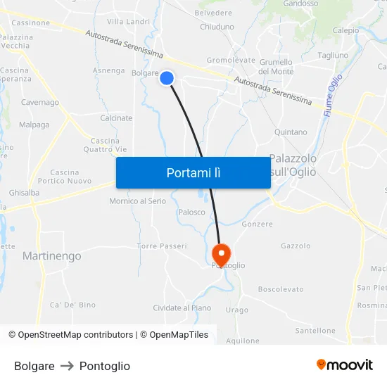 Bolgare to Pontoglio map