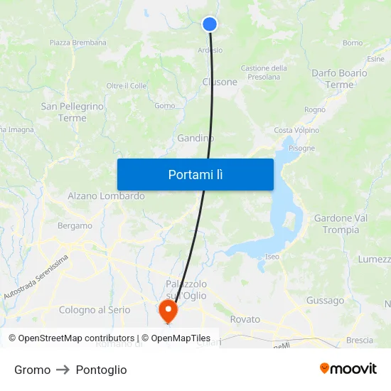 Gromo to Pontoglio map