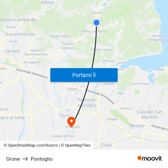 Grone to Pontoglio map