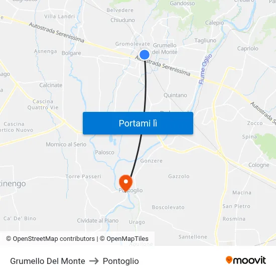Grumello Del Monte to Pontoglio map