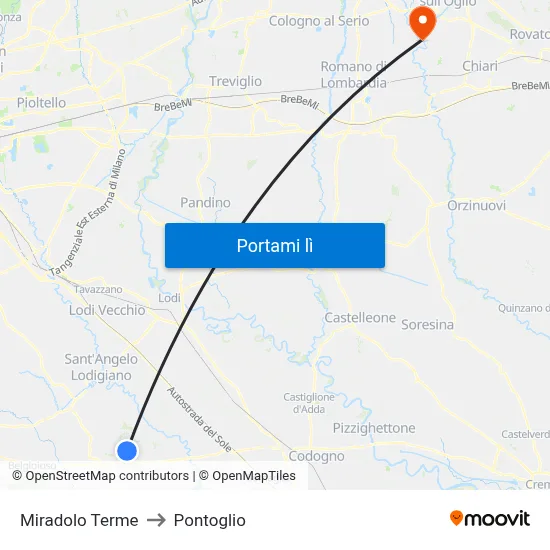 Miradolo Terme to Pontoglio map