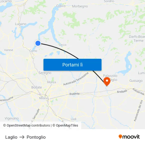 Laglio to Pontoglio map