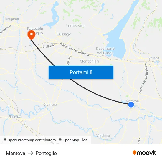 Mantova to Pontoglio map