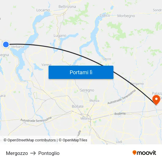 Mergozzo to Pontoglio map