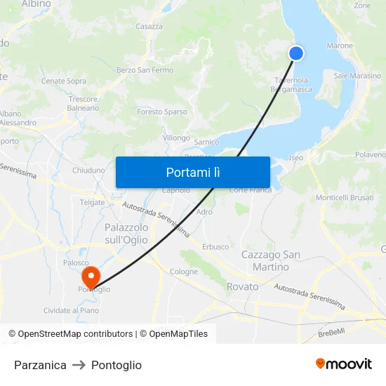 Parzanica to Pontoglio map