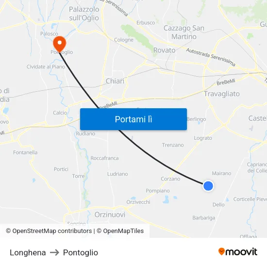 Longhena to Pontoglio map