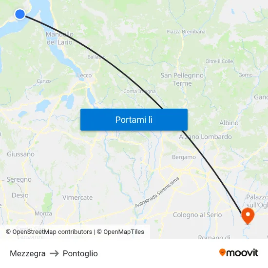 Mezzegra to Pontoglio map