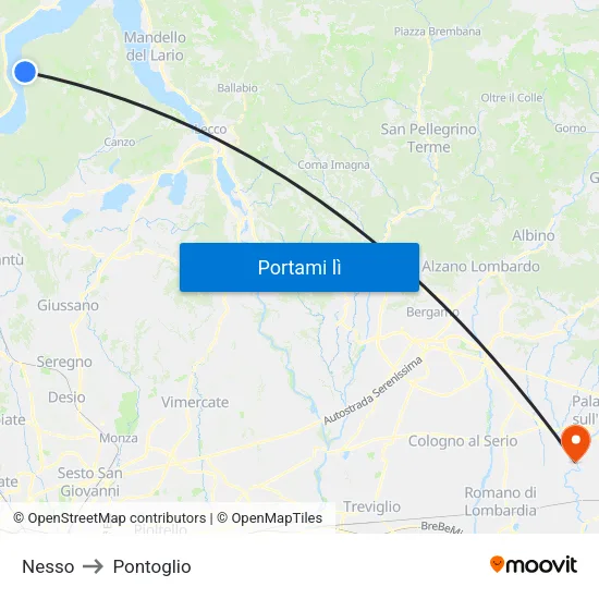 Nesso to Pontoglio map