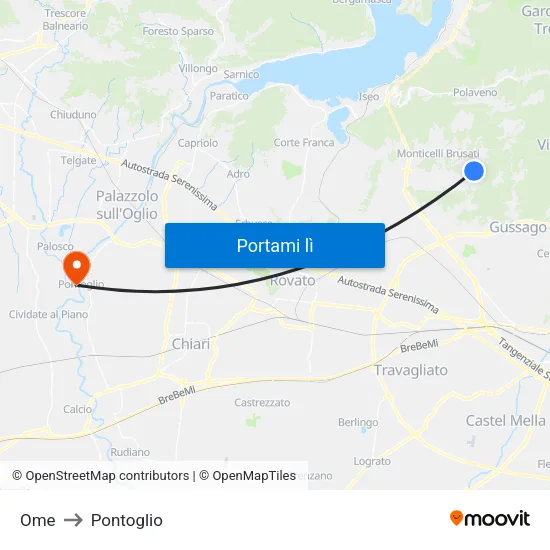 Ome to Pontoglio map
