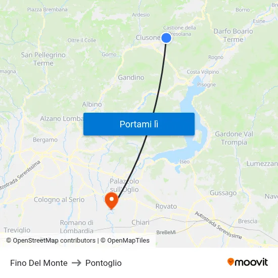 Fino Del Monte to Pontoglio map
