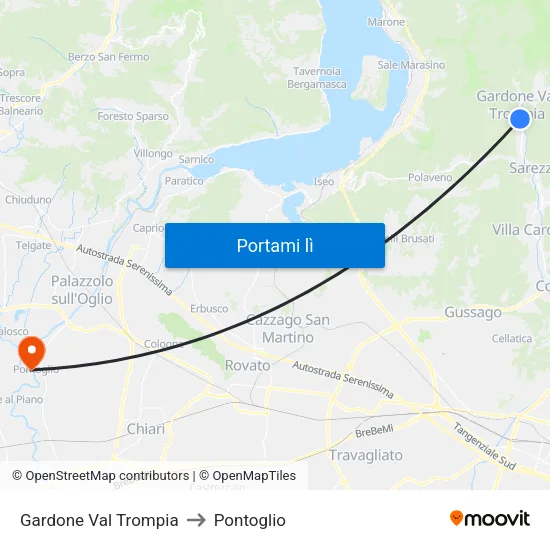 Gardone Val Trompia to Pontoglio map