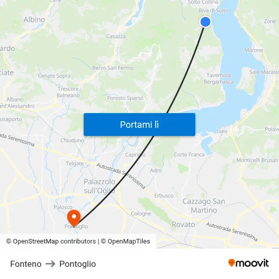Fonteno to Pontoglio map
