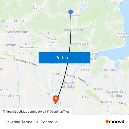 Gaverina Terme to Pontoglio map