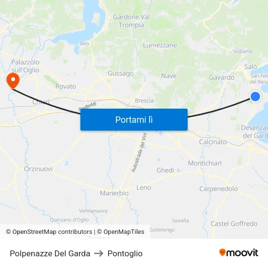 Polpenazze Del Garda to Pontoglio map