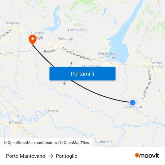 Porto Mantovano to Pontoglio map