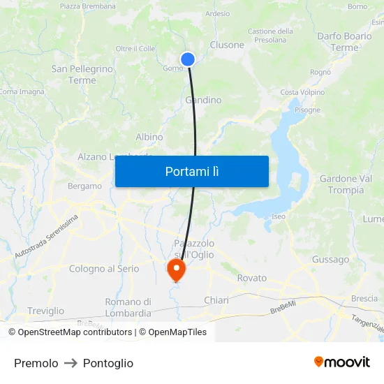 Premolo to Pontoglio map