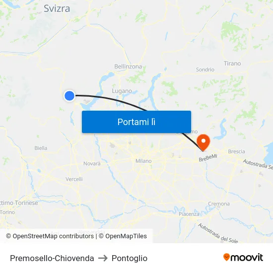 Premosello-Chiovenda to Pontoglio map