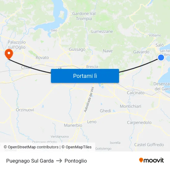 Puegnago Sul Garda to Pontoglio map