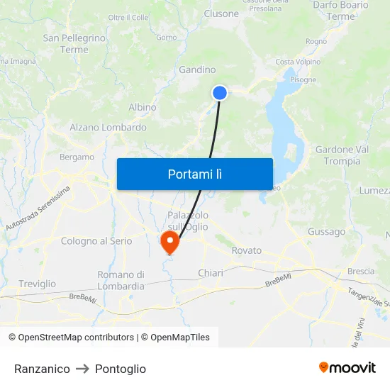 Ranzanico to Pontoglio map