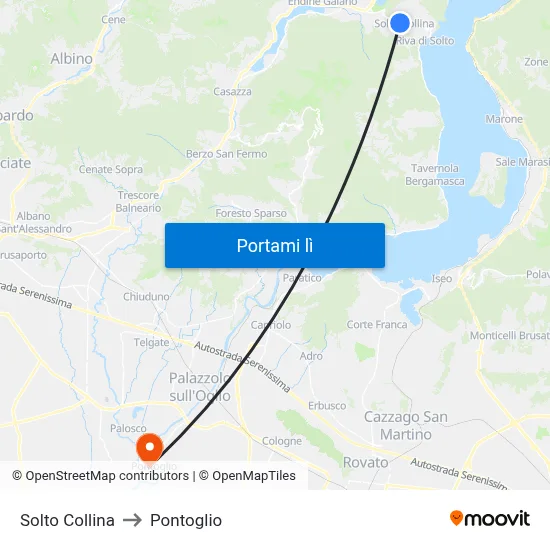 Solto Collina to Pontoglio map