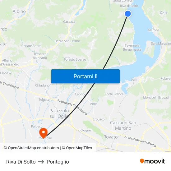 Riva Di Solto to Pontoglio map