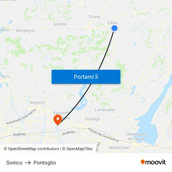 Sonico to Pontoglio map
