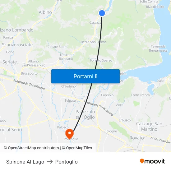 Spinone Al Lago to Pontoglio map