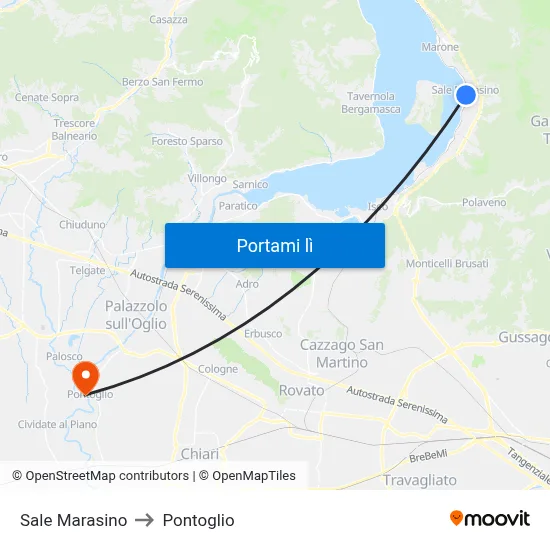 Sale Marasino to Pontoglio map