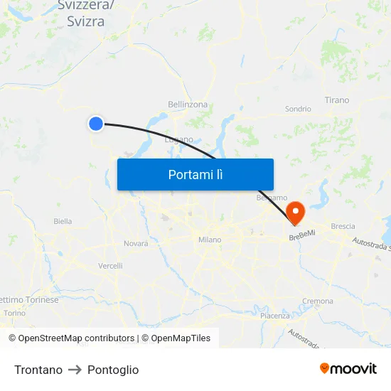 Trontano to Pontoglio map